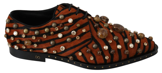 Dolce & Gabbana Tiger Pattern Crystal Embellished Flats - Hilstor