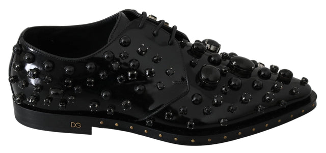 Dolce & Gabbana Elegant Black Dress Shoes with Crystals - Hilstor