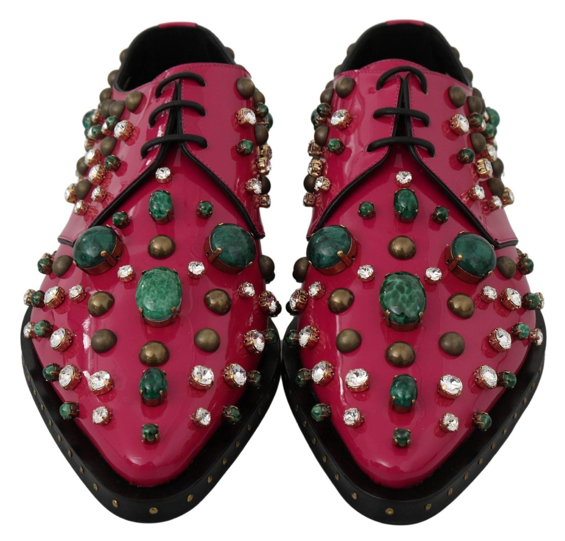 Dolce & Gabbana Fuchsia Pink Crystal Patent Flats - Hilstor
