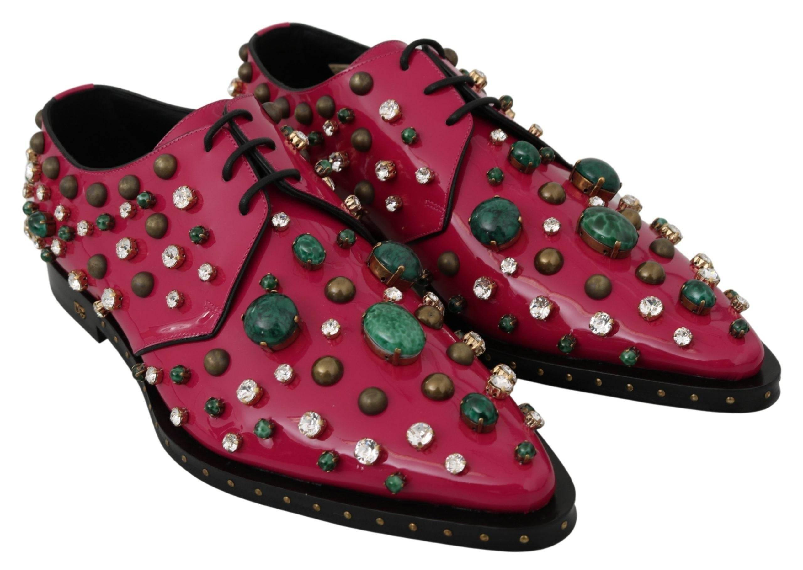 Dolce & Gabbana Fuchsia Pink Crystal Patent Flats - Hilstor