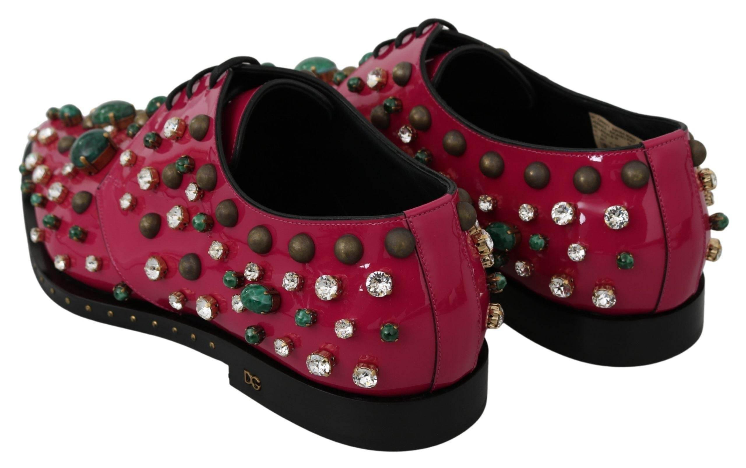 Dolce & Gabbana Fuchsia Pink Crystal Patent Flats - Hilstor