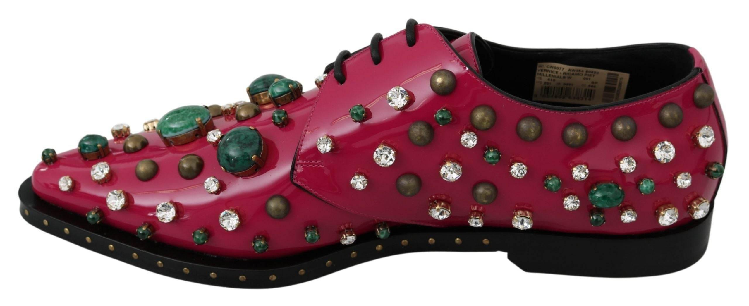 Dolce & Gabbana Fuchsia Pink Crystal Patent Flats - Hilstor