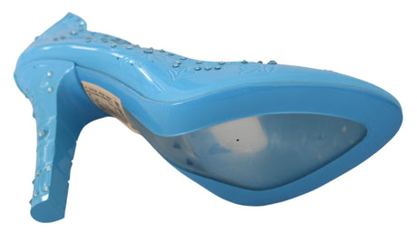 Dolce & Gabbana Crystal Embellished Blue Cinderella Pumps - Hilstor