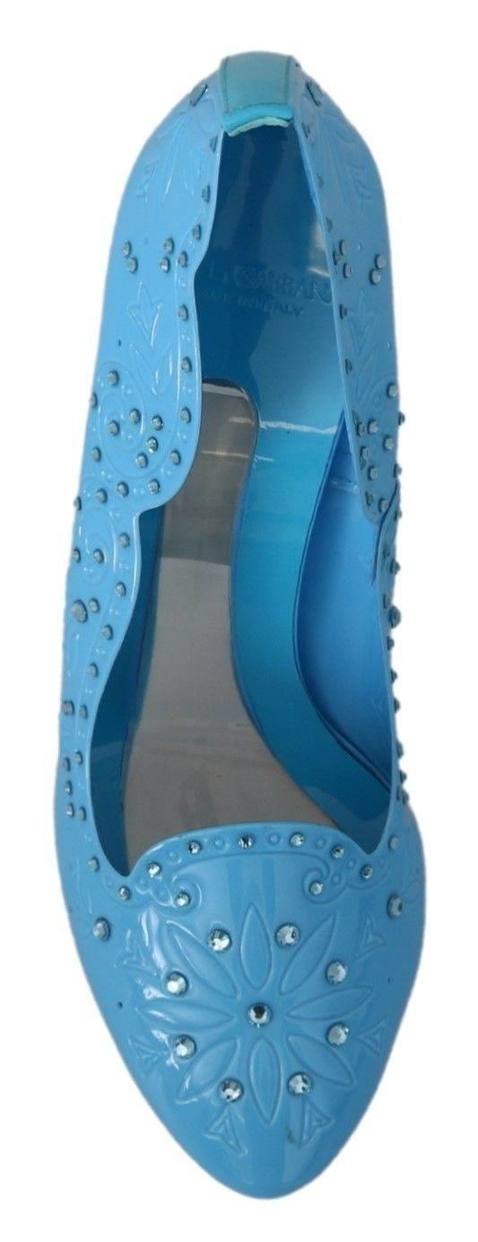 Dolce & Gabbana Crystal Embellished Blue Cinderella Pumps - Hilstor