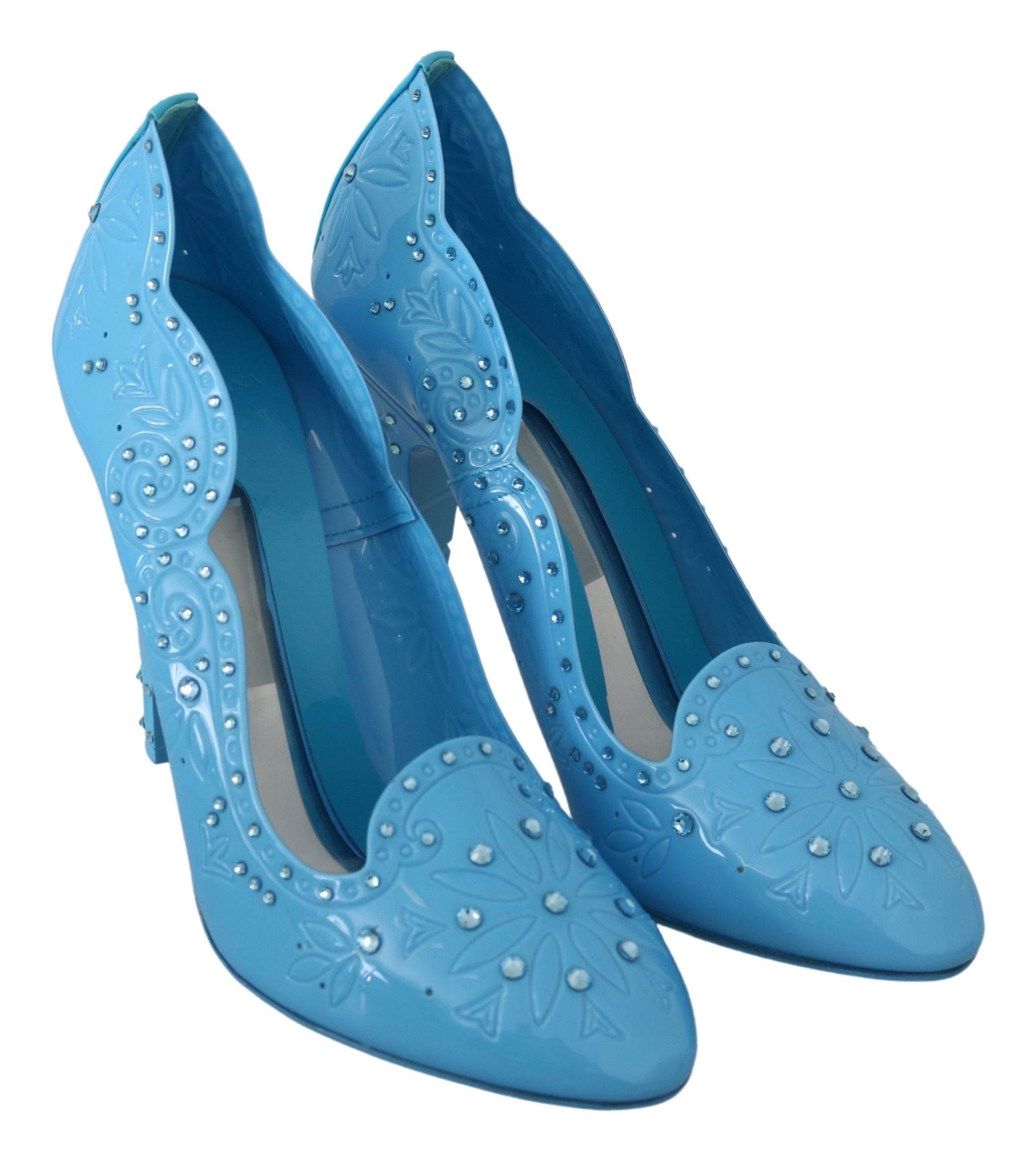 Dolce & Gabbana Crystal Embellished Blue Cinderella Pumps - Hilstor