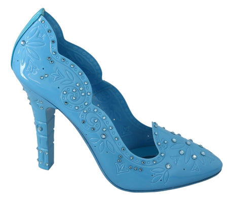 Dolce & Gabbana Crystal Embellished Blue Cinderella Pumps - Hilstor
