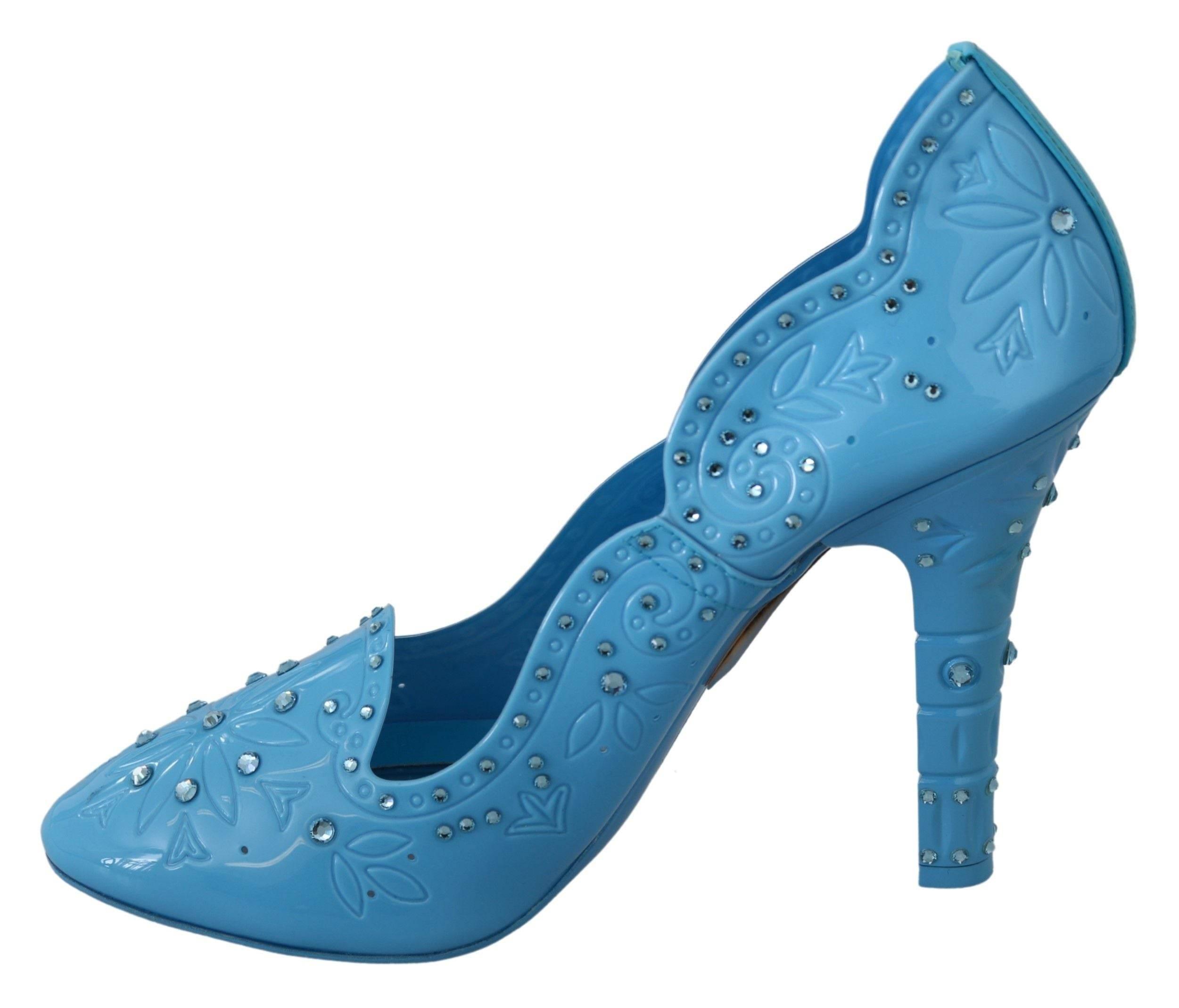 Dolce & Gabbana Crystal Embellished Blue Cinderella Pumps - Hilstor