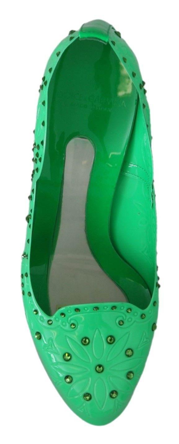 Dolce & Gabbana Enchanting Crystal Cinderella Pumps in Lush Green - Hilstor