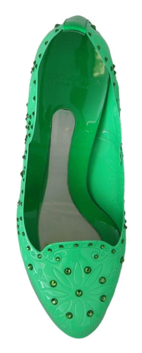 Dolce & Gabbana Enchanting Crystal Cinderella Pumps in Lush Green - Hilstor