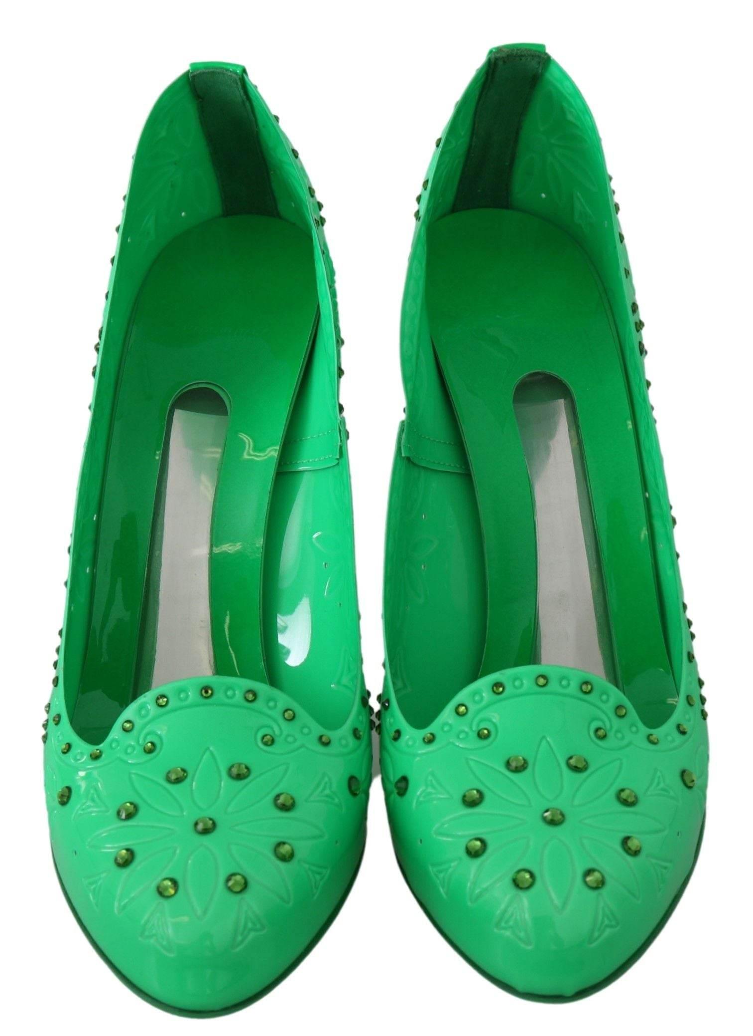 Dolce & Gabbana Enchanting Crystal Cinderella Pumps in Lush Green - Hilstor