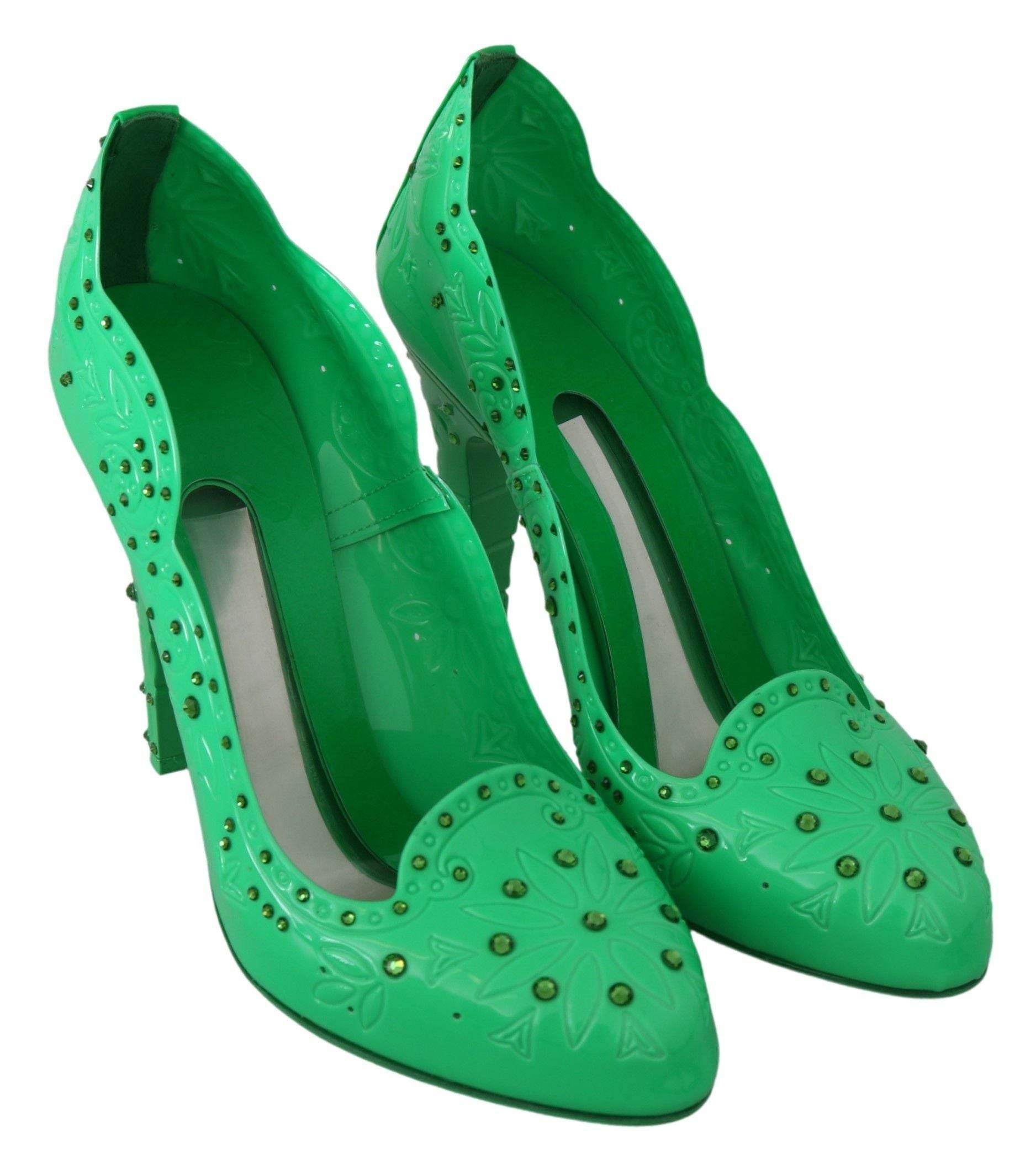 Dolce & Gabbana Enchanting Crystal Cinderella Pumps in Lush Green - Hilstor