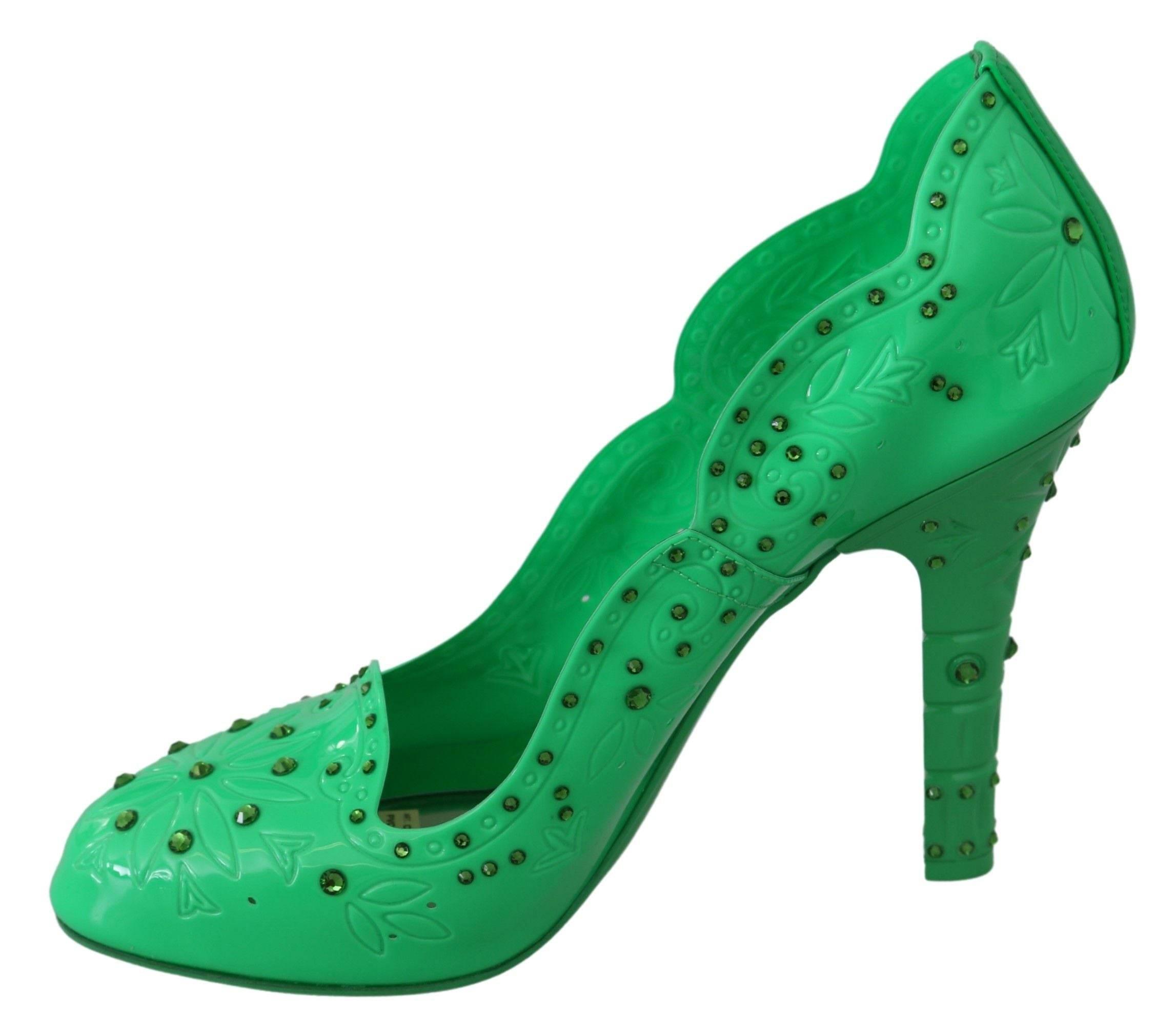 Dolce & Gabbana Enchanting Crystal Cinderella Pumps in Lush Green - Hilstor