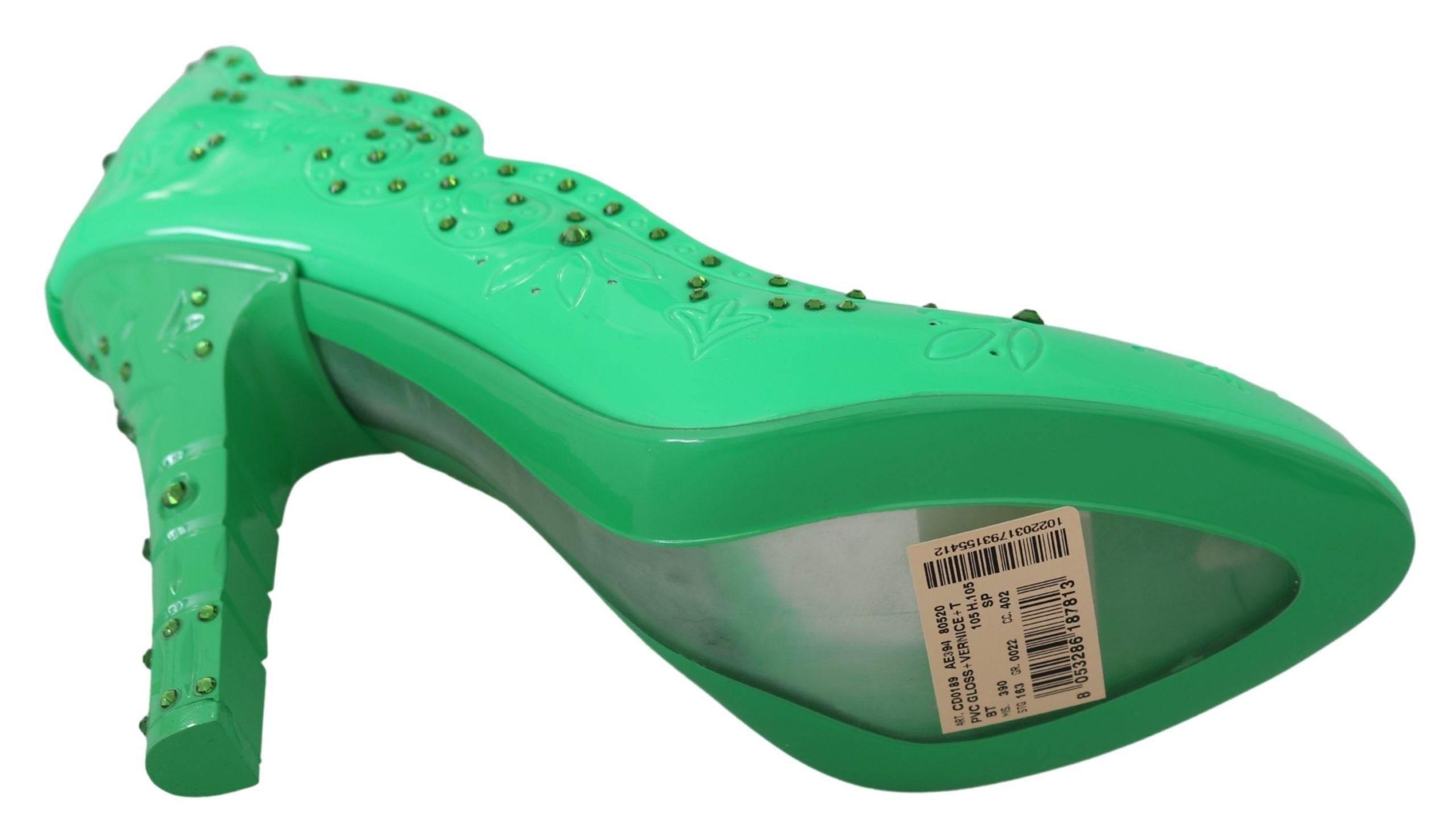 Dolce & Gabbana Enchanting Crystal Cinderella Pumps in Lush Green - Hilstor