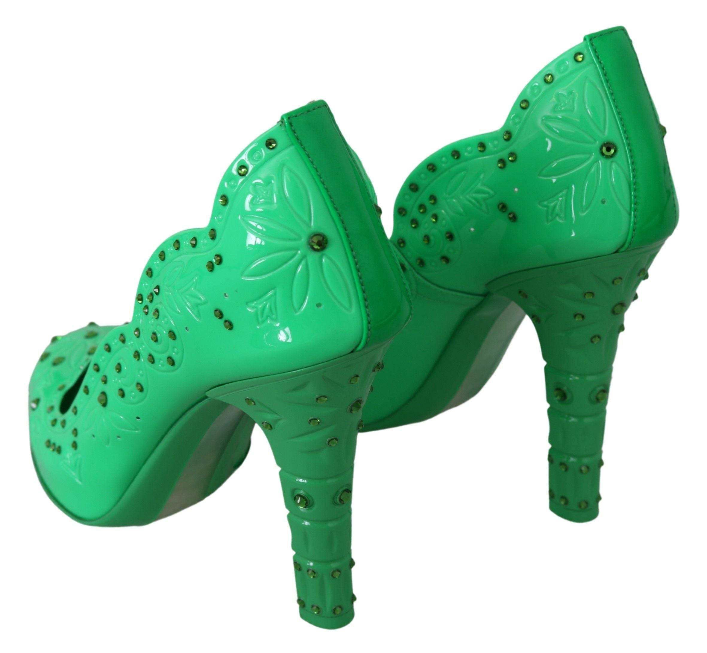 Dolce & Gabbana Enchanting Crystal Cinderella Pumps in Lush Green - Hilstor