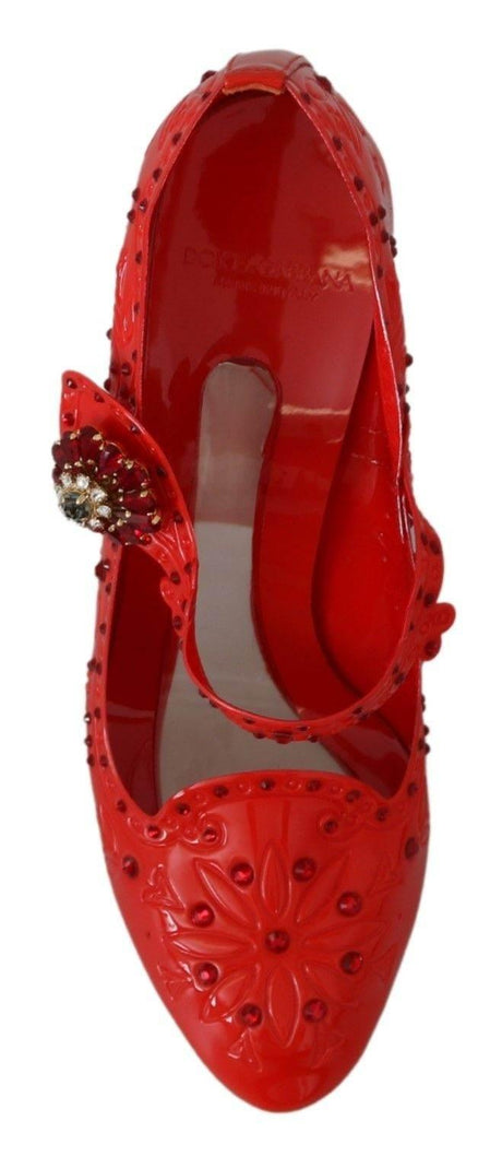 Dolce & Gabbana Chic Red Crystal Cinderella Pumps - Hilstor