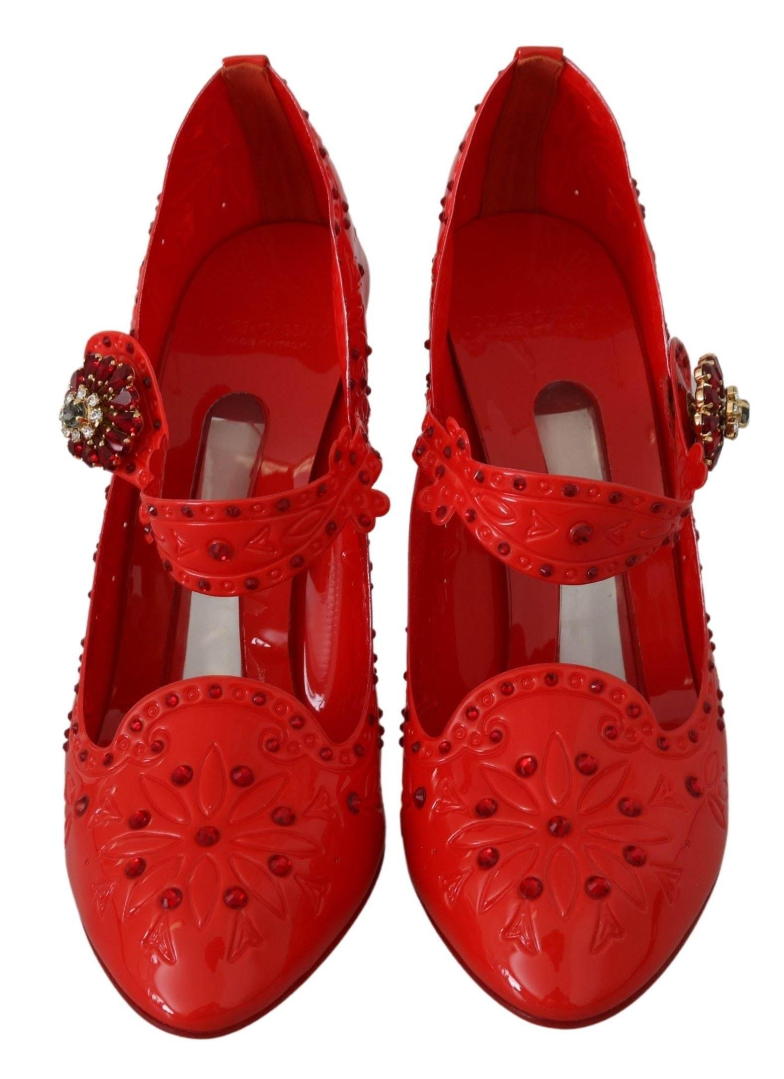 Dolce & Gabbana Chic Red Crystal Cinderella Pumps - Hilstor