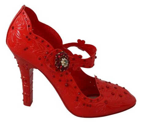Dolce & Gabbana Chic Red Crystal Cinderella Pumps - Hilstor