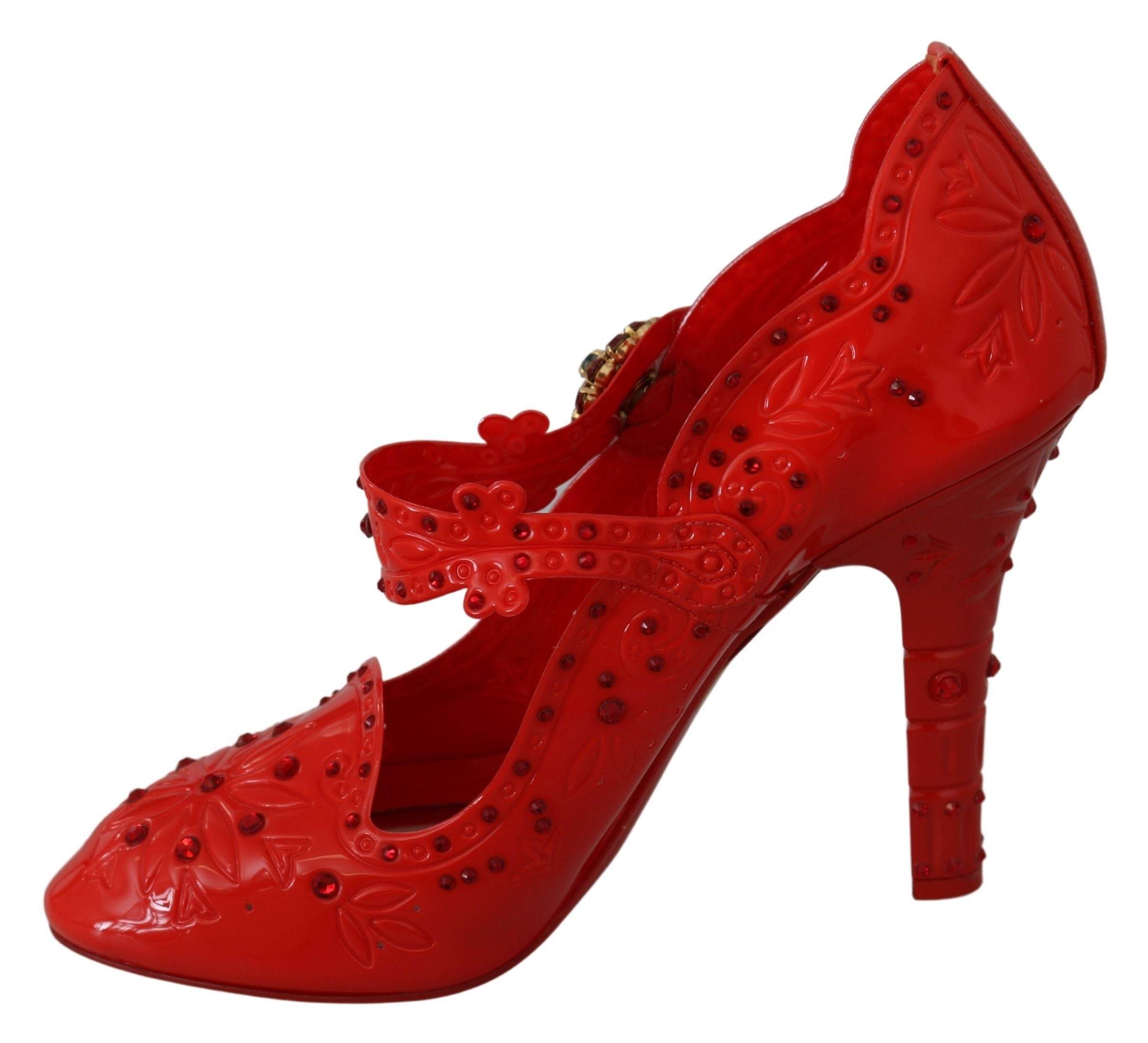 Dolce & Gabbana Chic Red Crystal Cinderella Pumps - Hilstor