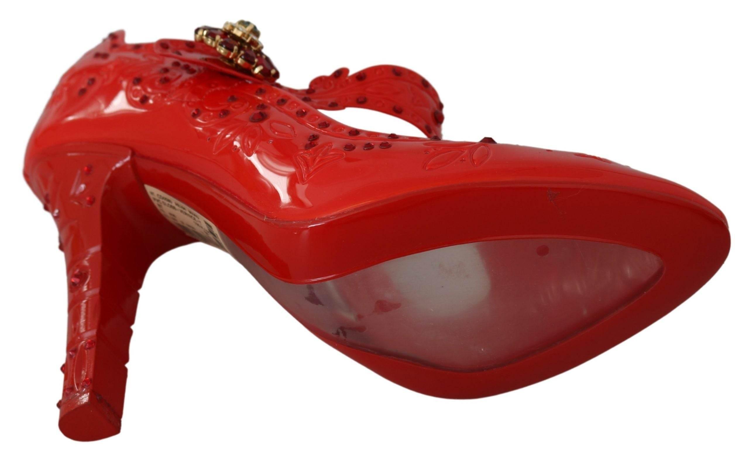 Dolce & Gabbana Chic Red Crystal Cinderella Pumps - Hilstor