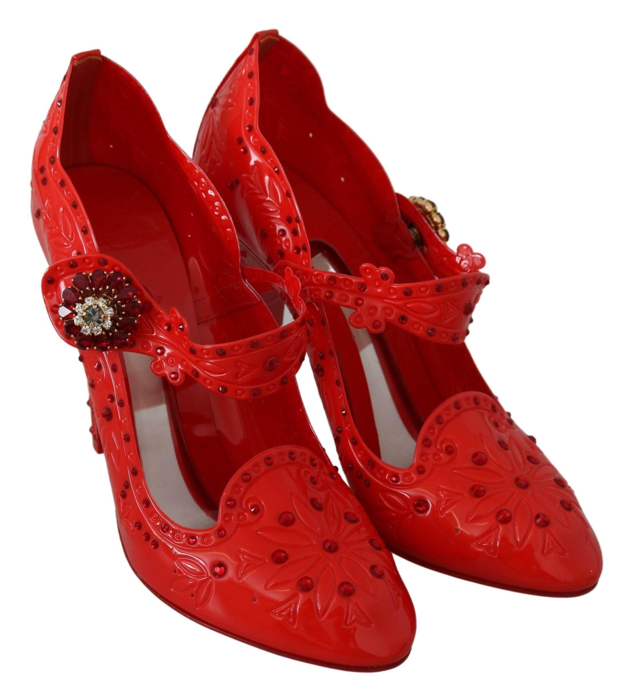 Dolce & Gabbana Chic Red Crystal Cinderella Pumps - Hilstor