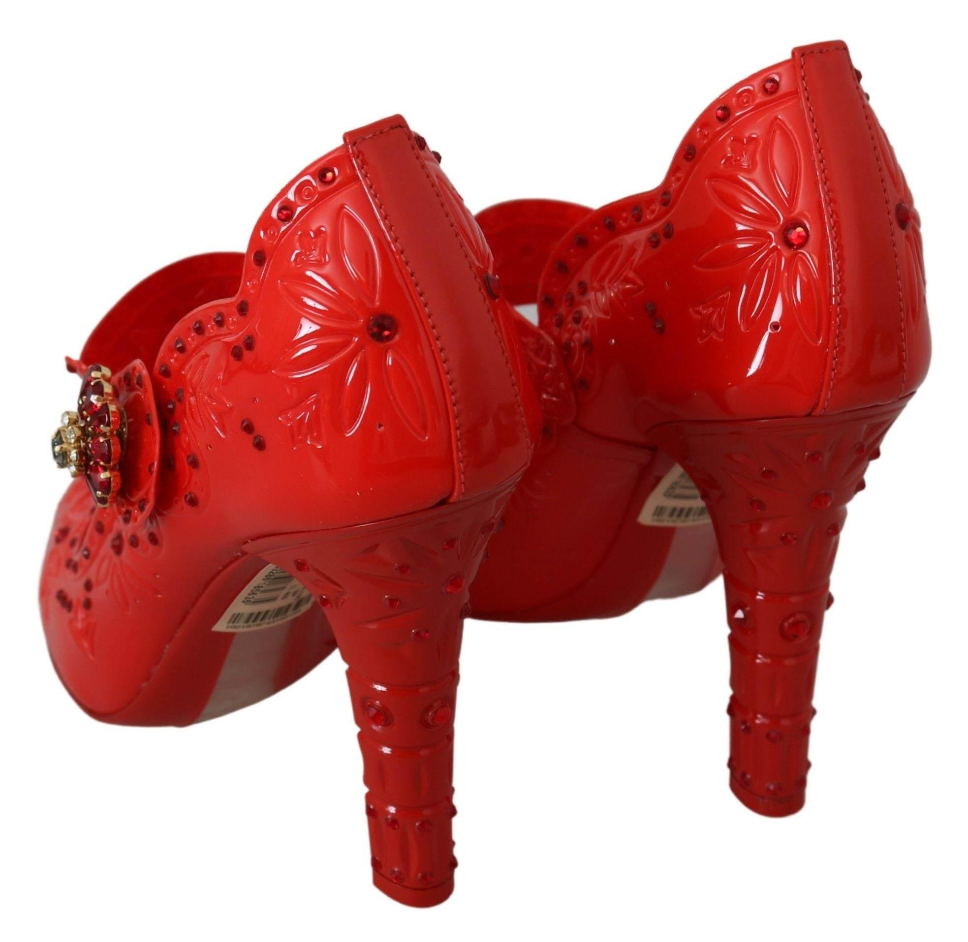 Dolce & Gabbana Chic Red Crystal Cinderella Pumps - Hilstor