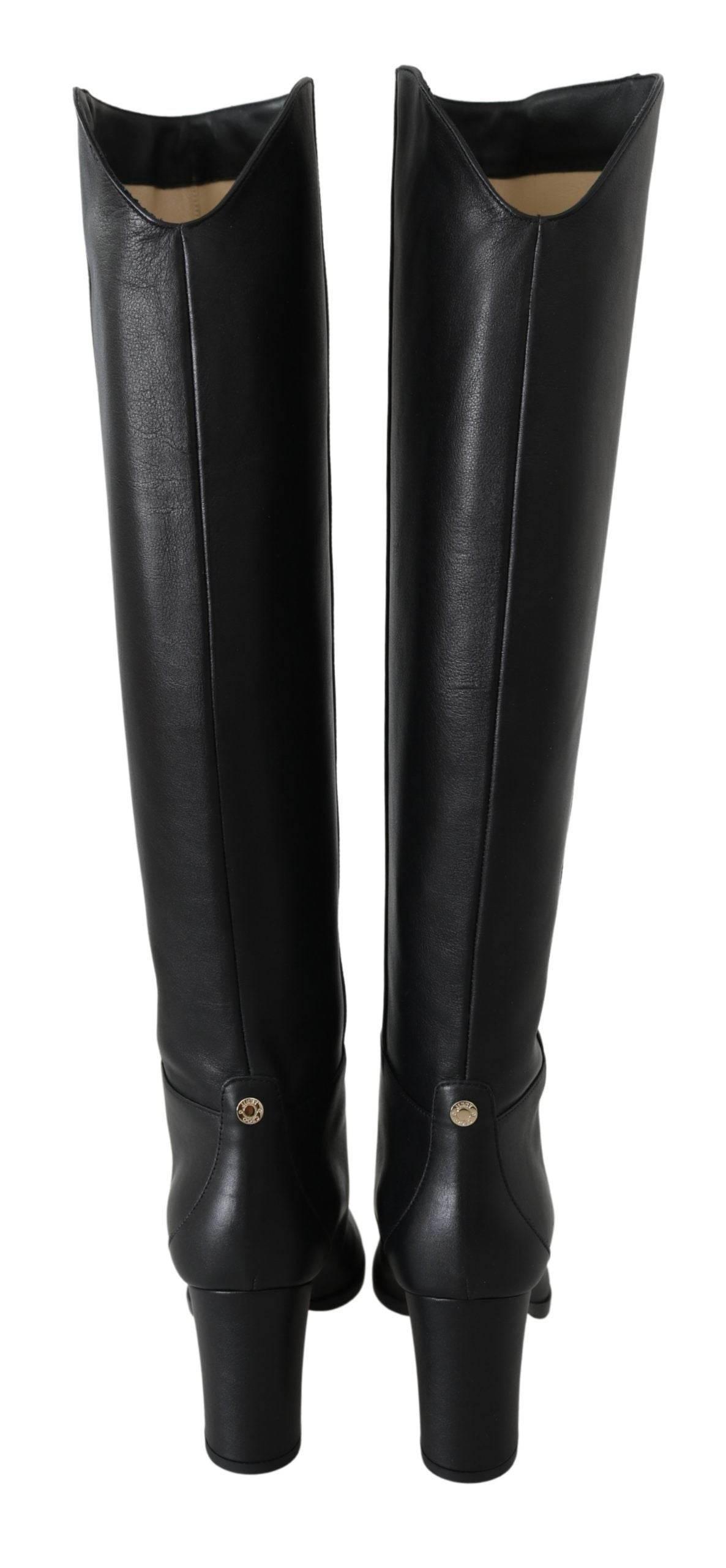 Jimmy Choo Elegant Black Calf Leather Heeled Boots - Hilstor