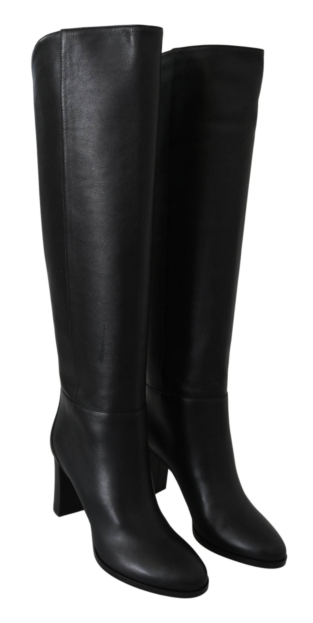 Jimmy Choo Elegant Black Calf Leather Heeled Boots - Hilstor