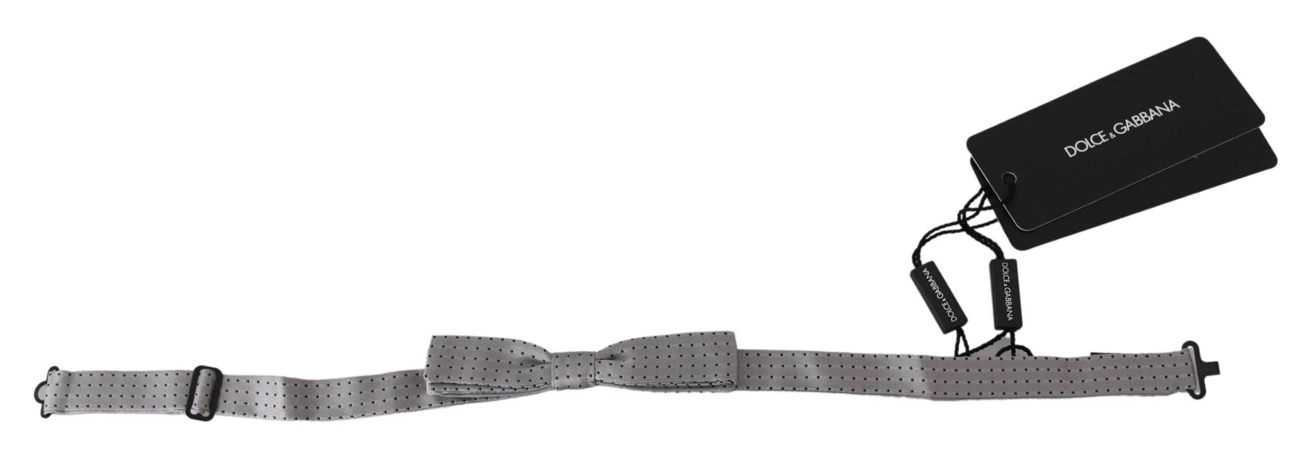 Dolce & Gabbana Gray Polka Dot Mens Necktie Papillon Bow Tie - Hilstor