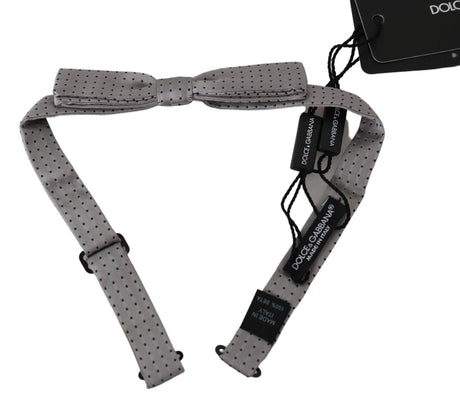 Dolce & Gabbana Gray Polka Dot Mens Necktie Papillon Bow Tie - Hilstor