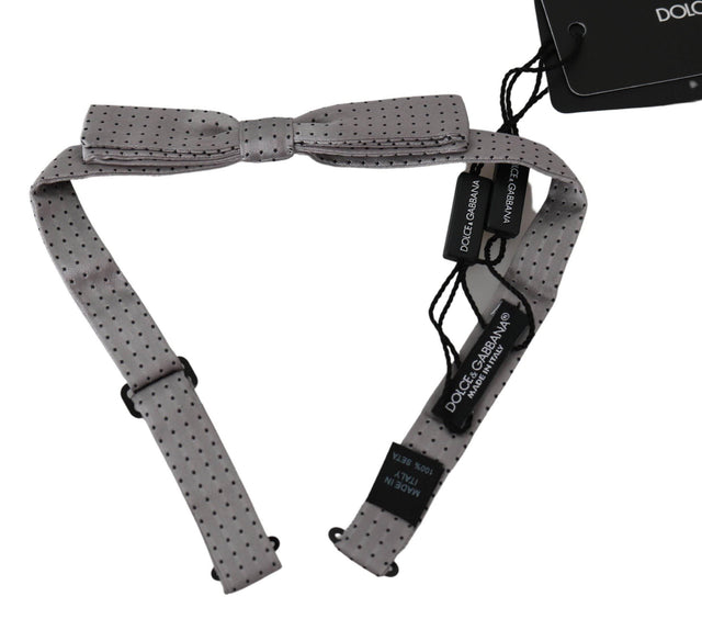 Dolce & Gabbana Gray Polka Dot Mens Necktie Papillon Bow Tie - Hilstor