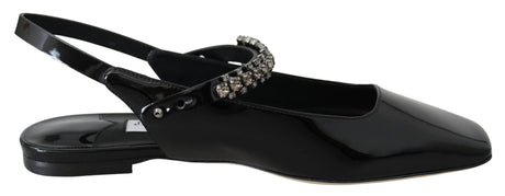 Jimmy Choo Elegant Black Patent Flats with Crystal Accent - Hilstor
