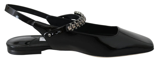 Jimmy Choo Elegant Black Patent Flats with Crystal Accent - Hilstor