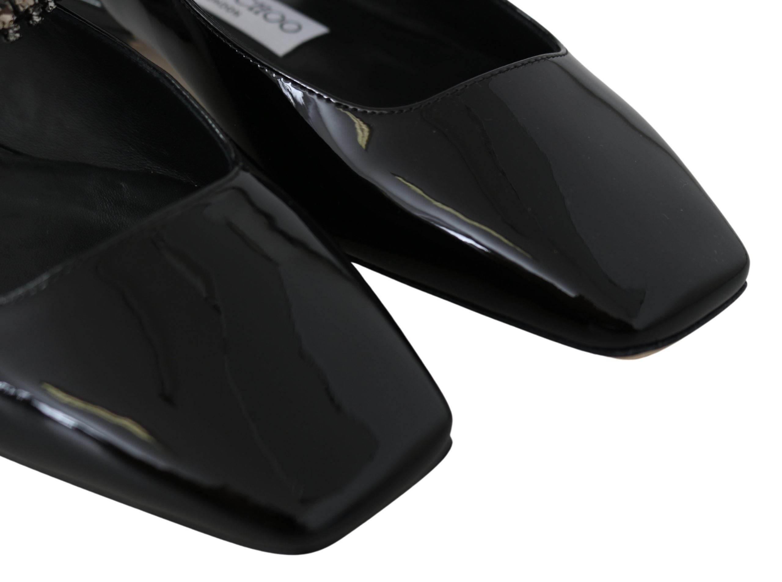 Jimmy Choo Elegant Black Patent Flats with Crystal Accent - Hilstor