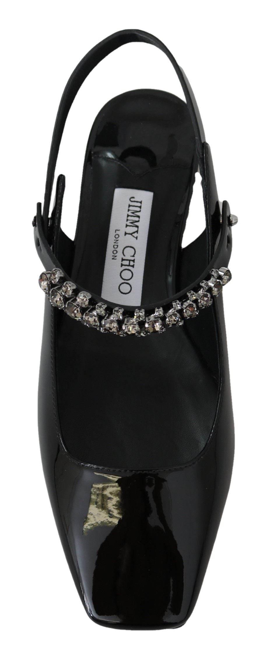 Jimmy Choo Elegant Black Patent Flats with Crystal Accent - Hilstor