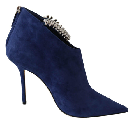 Jimmy Choo Pop Blue Crystal-Strap Heeled Boots - Hilstor