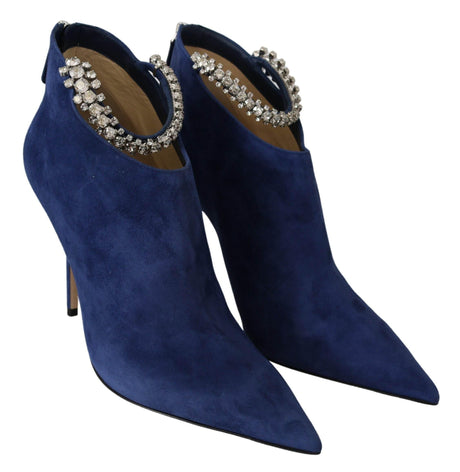 Jimmy Choo Pop Blue Crystal-Strap Heeled Boots - Hilstor