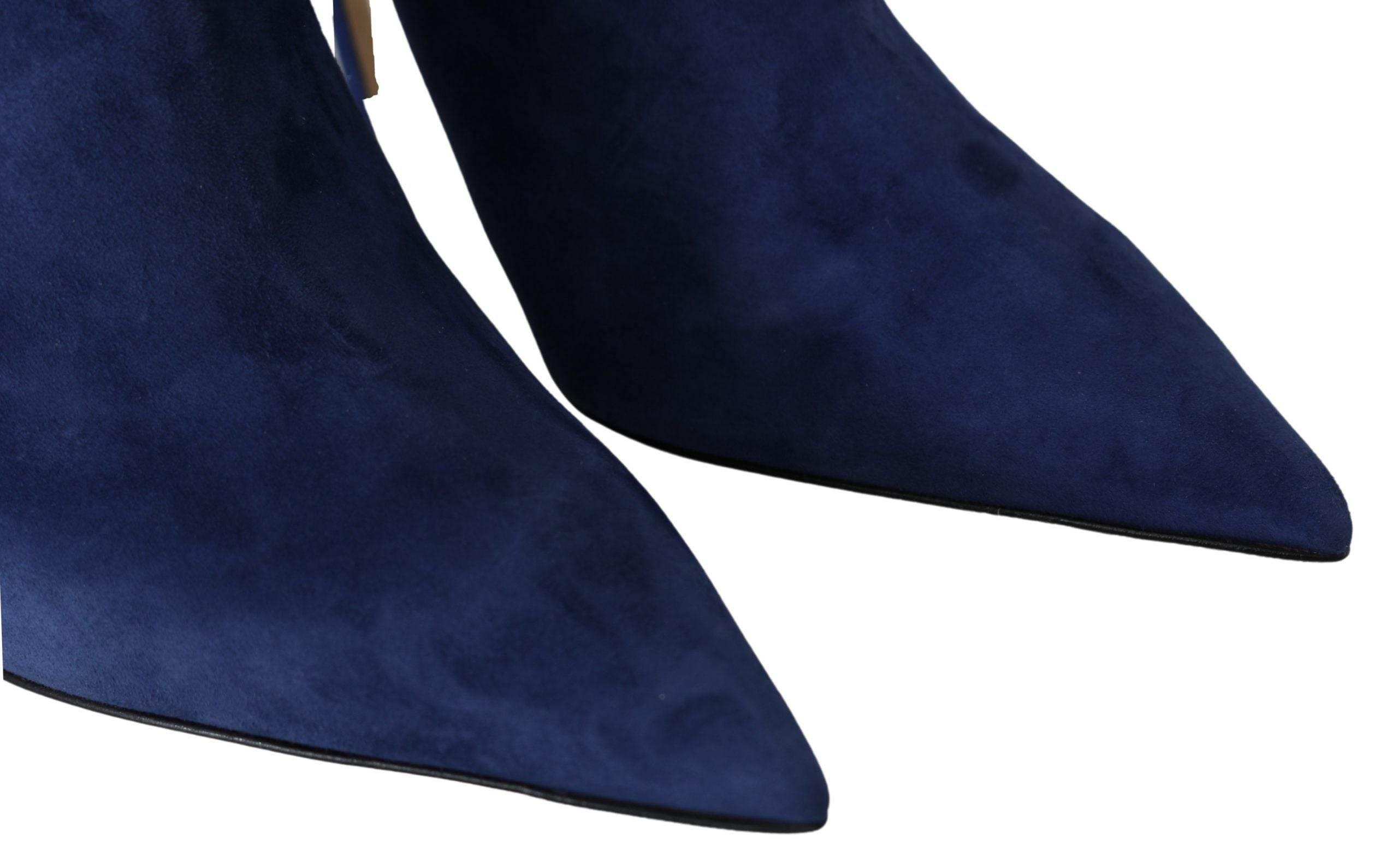 Jimmy Choo Pop Blue Crystal-Strap Heeled Boots - Hilstor