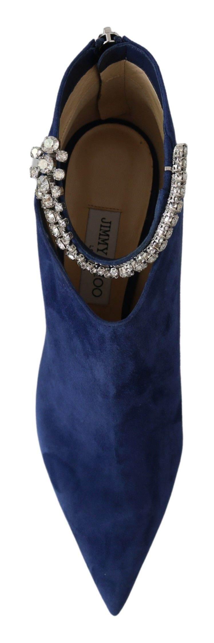 Jimmy Choo Pop Blue Crystal-Strap Heeled Boots - Hilstor