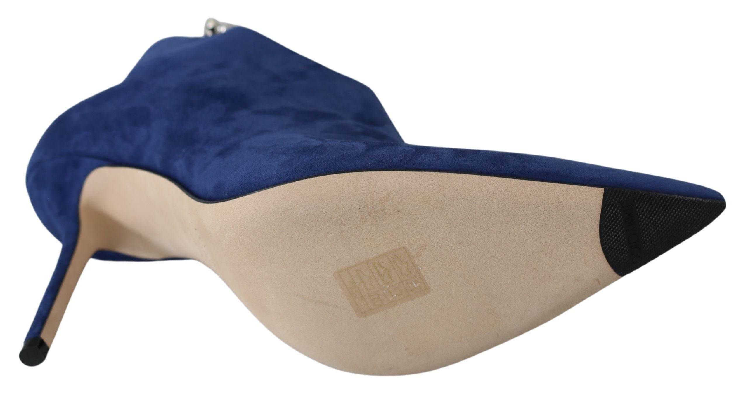 Jimmy Choo Pop Blue Crystal-Strap Heeled Boots - Hilstor
