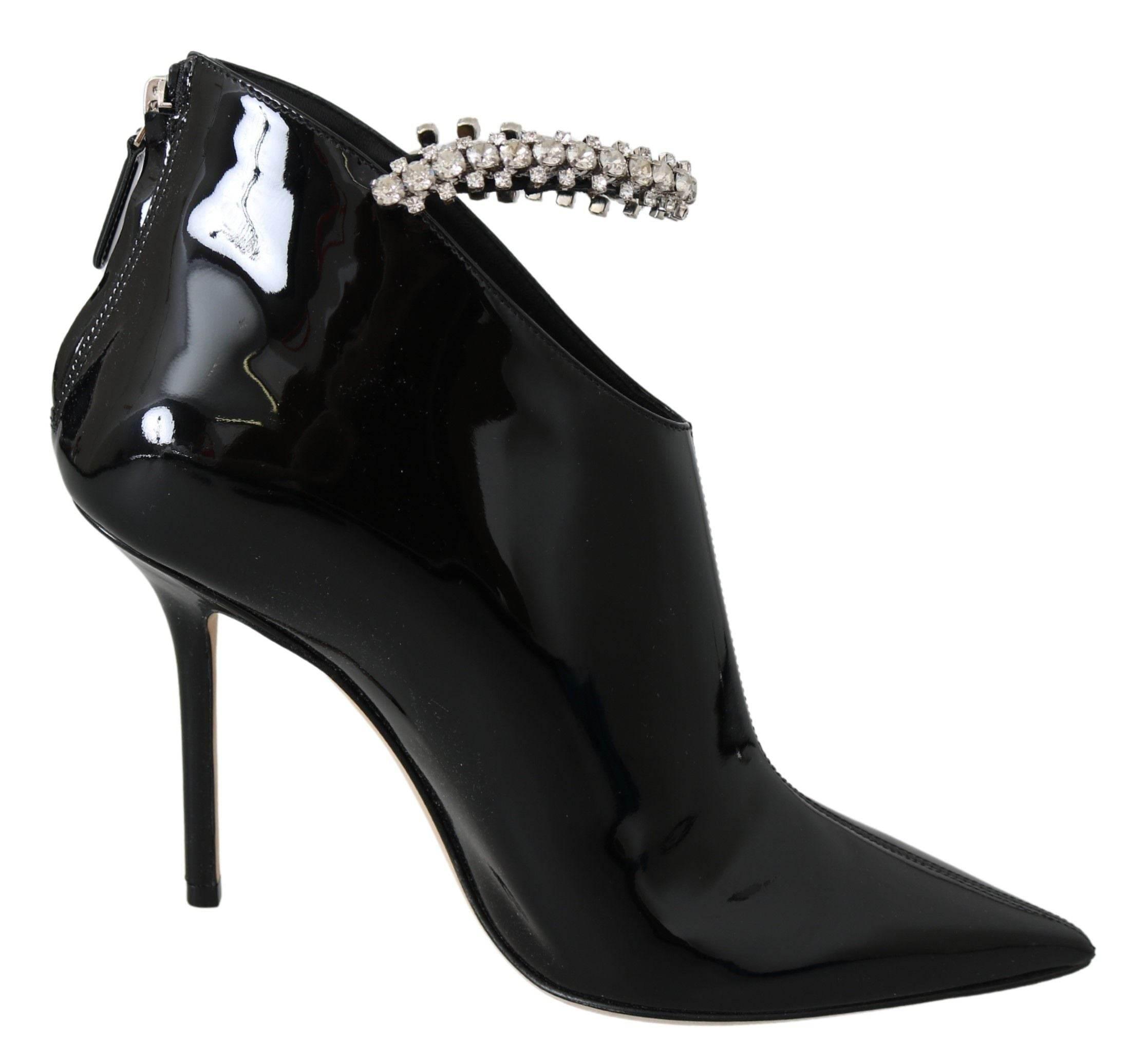 Jimmy Choo Elegant Black Patent Heeled Boots - Hilstor