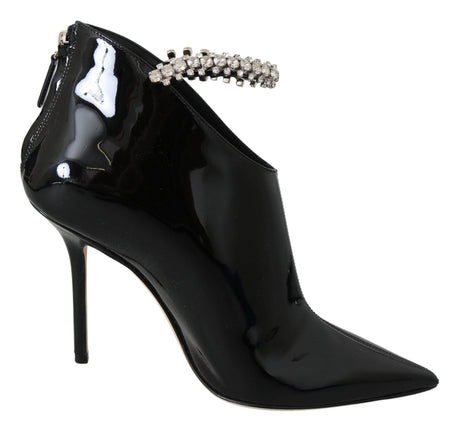 Jimmy Choo Elegant Black Patent Heeled Boots - Hilstor