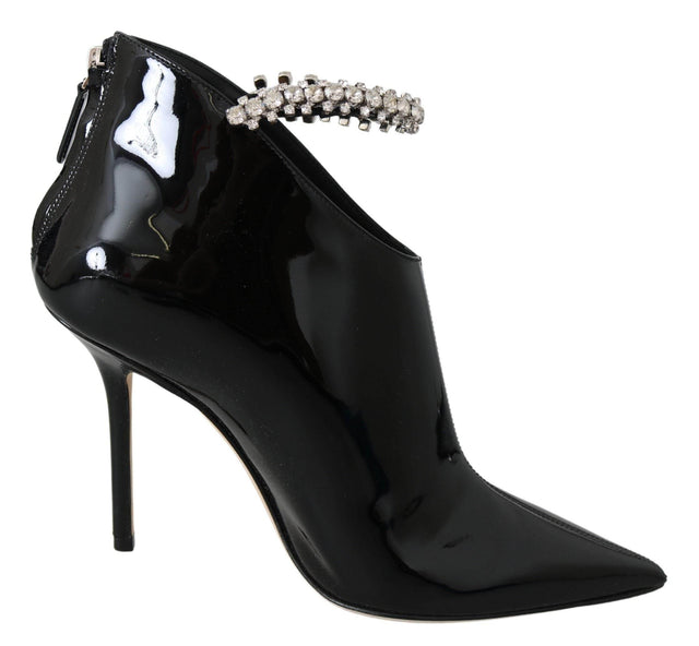 Jimmy Choo Elegant Black Patent Heeled Boots - Hilstor