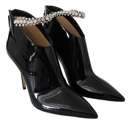 Jimmy Choo Elegant Black Patent Heeled Boots - Hilstor