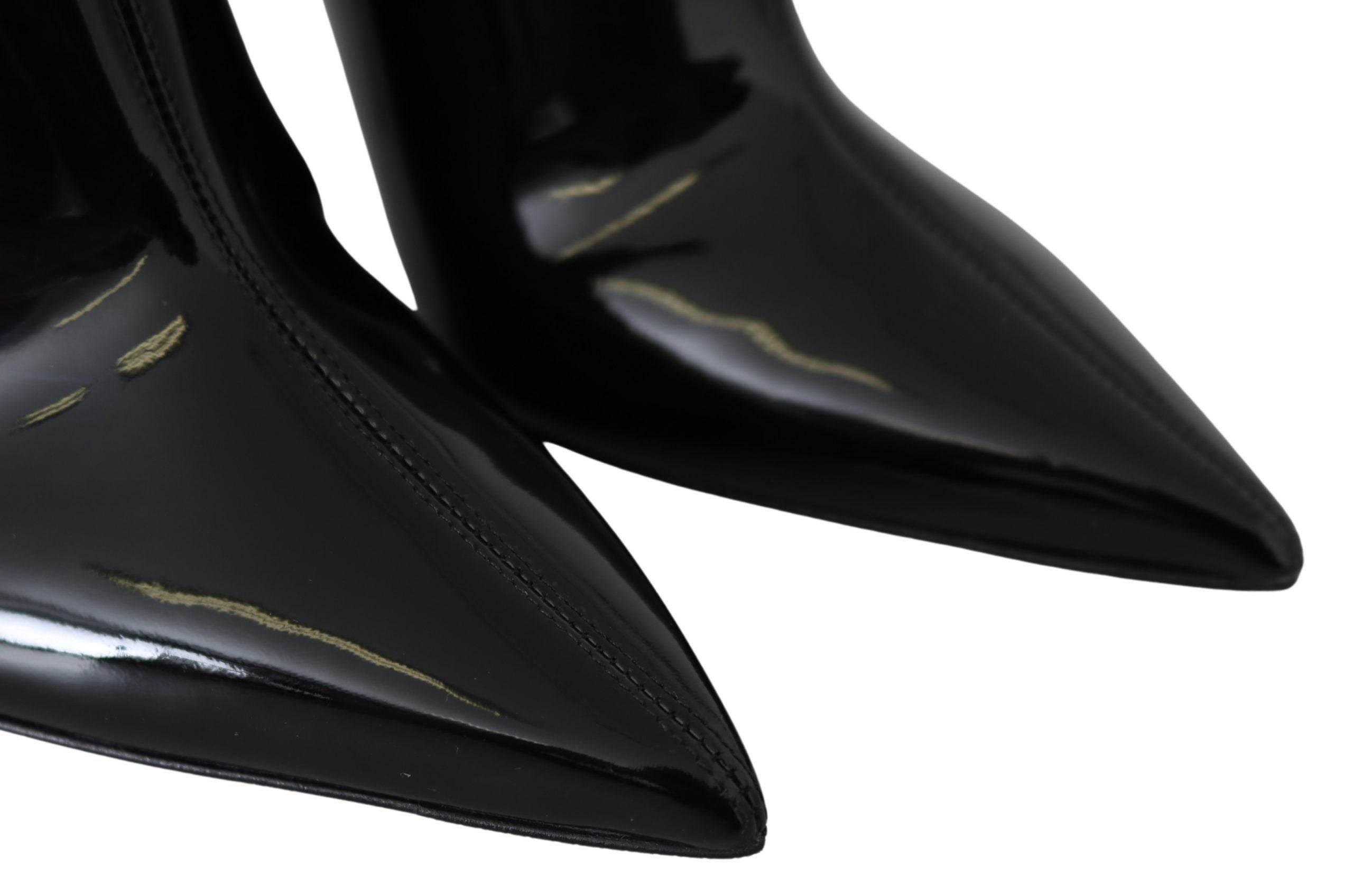 Jimmy Choo Elegant Black Patent Heeled Boots - Hilstor