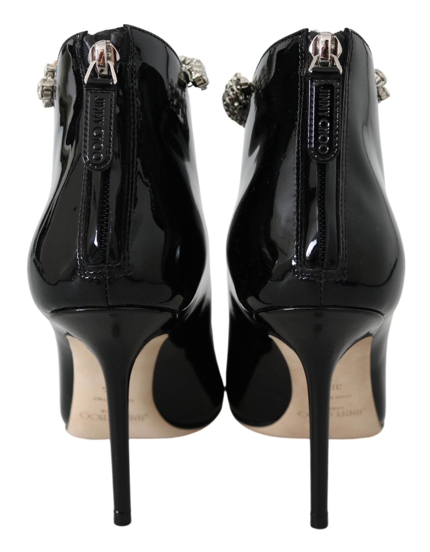 Jimmy Choo Elegant Black Patent Heeled Boots - Hilstor