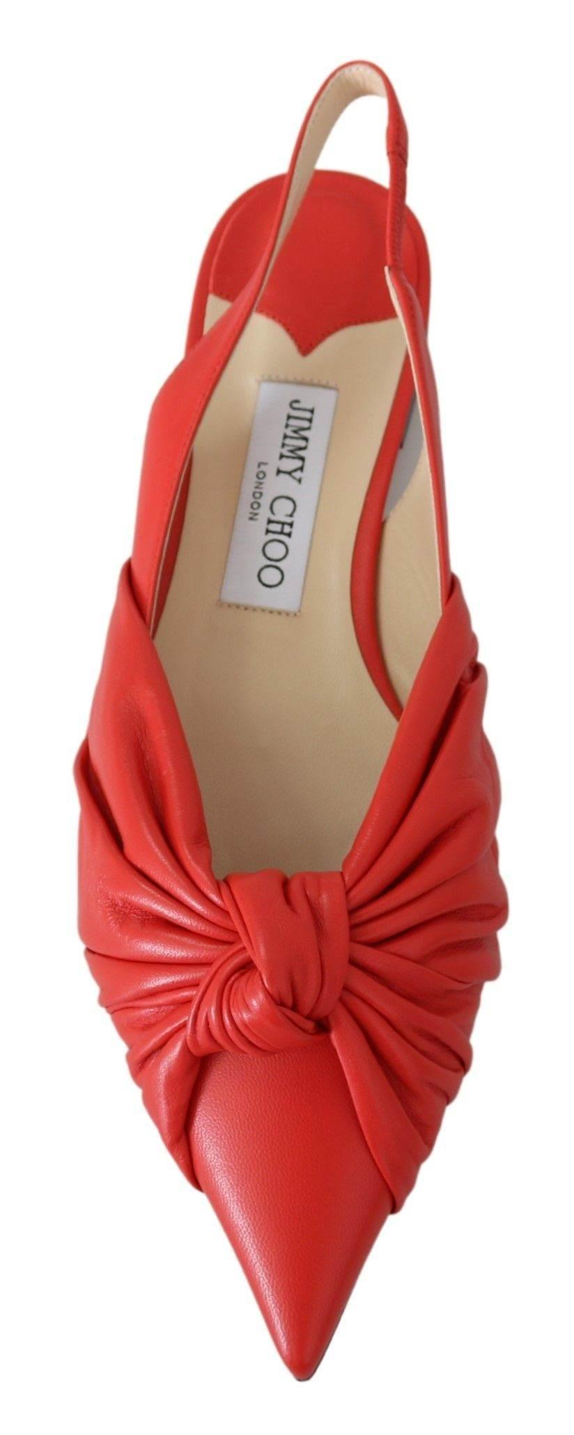 Jimmy Choo Chic Red Pointed Toe Leather Flats - Hilstor