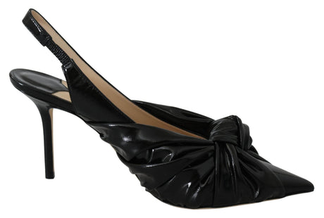 Jimmy Choo Elegant Black Leather Pointed Toe Pumps - Hilstor
