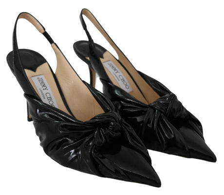 Jimmy Choo Elegant Black Leather Pointed Toe Pumps - Hilstor