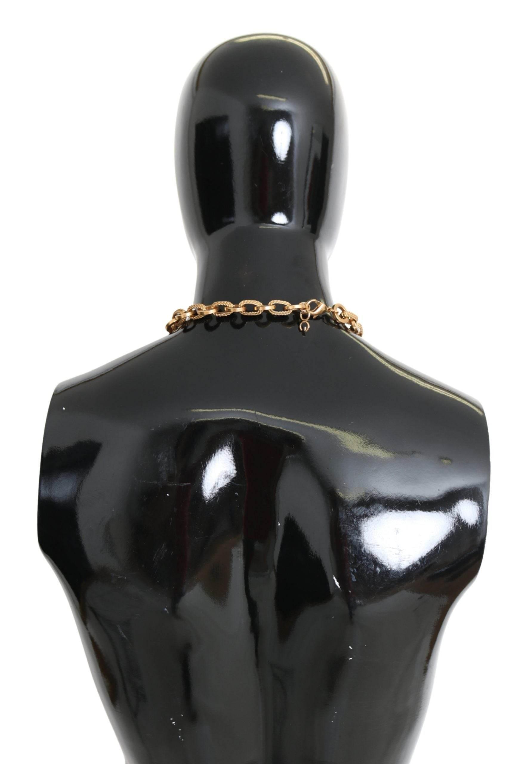 Dolce & Gabbana Elegant Gold Floral Crystal Statement Necklace - Hilstor