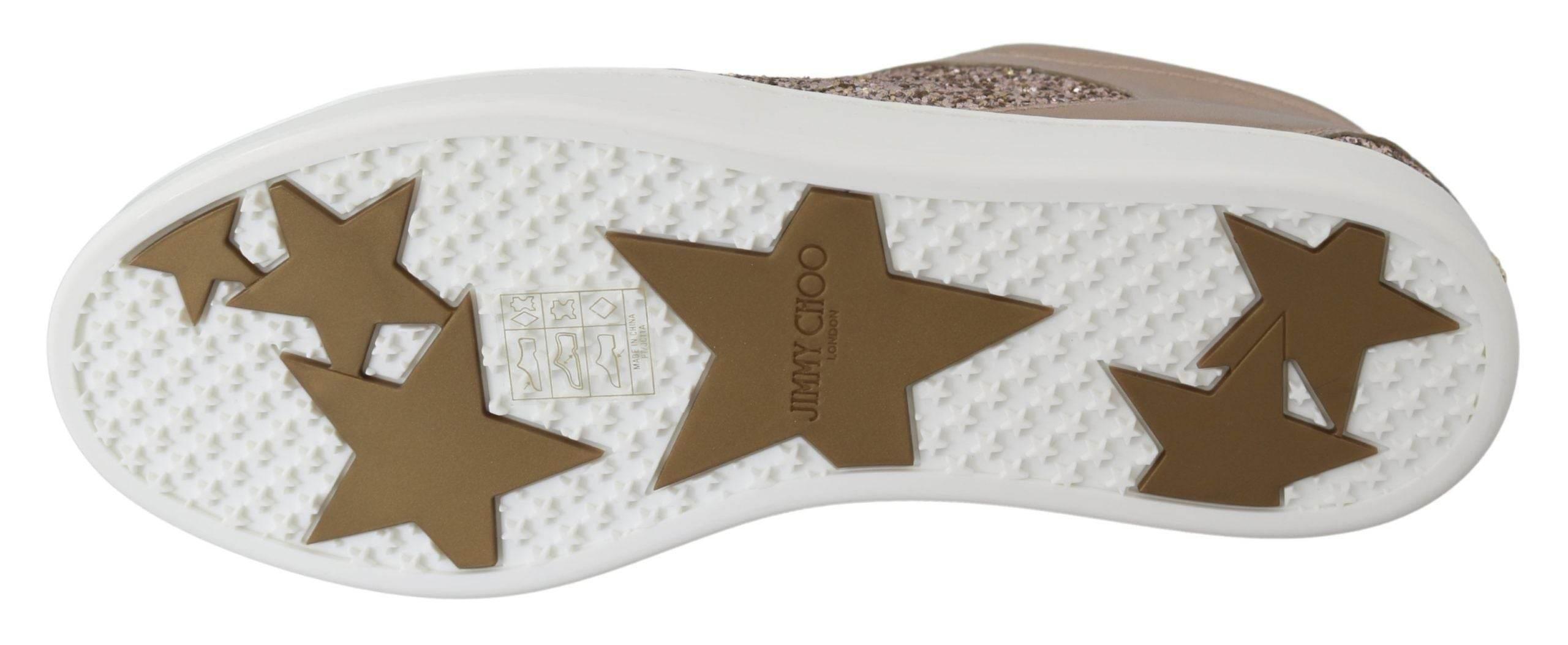 Jimmy Choo Ballet Pink Glitter Leather Sneakers - Hilstor